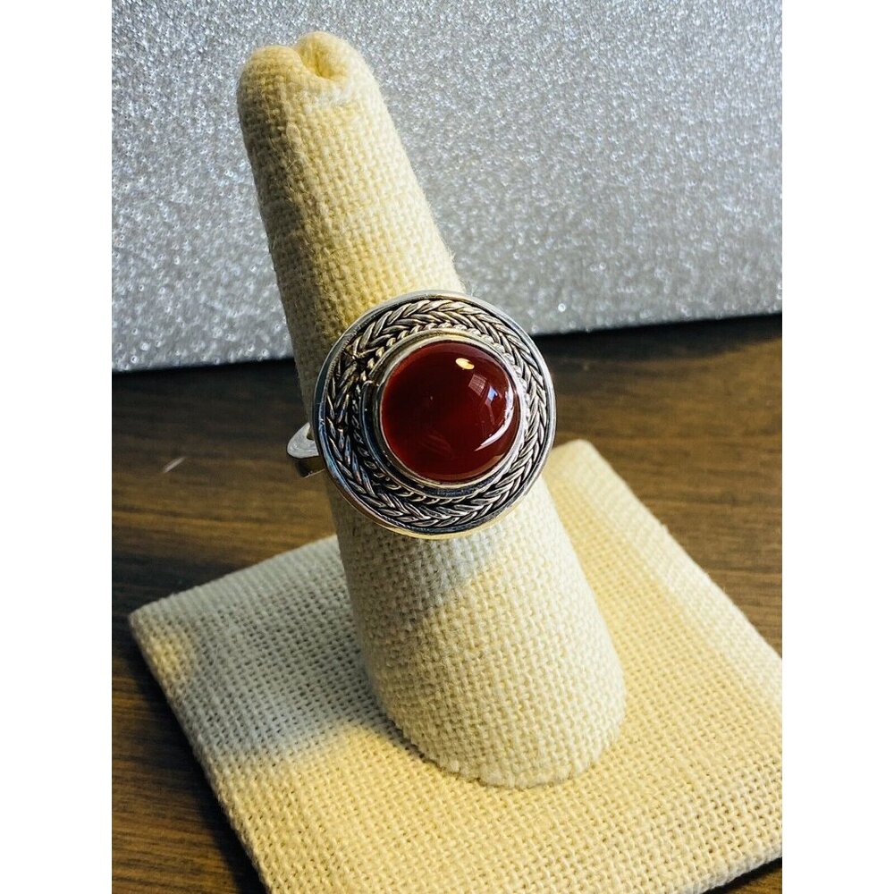 Southwest Sterling Silver 925 Carnelian Agate Cocktail Ring Sz 8